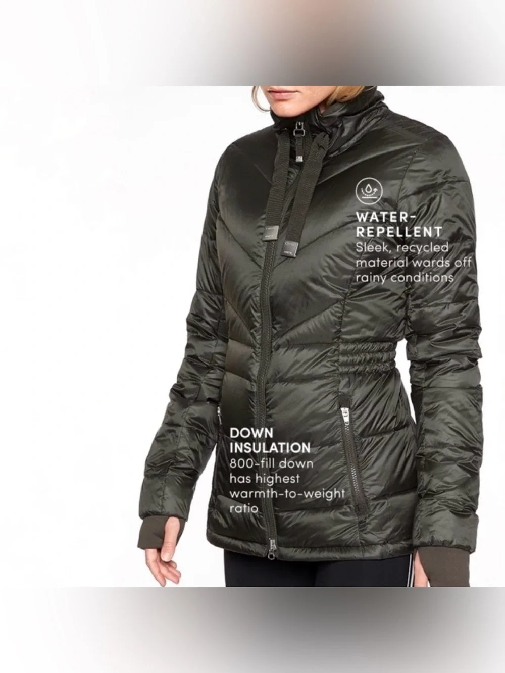 Athleta Banner Peak Down Jacket Arbor Olive Puffer Coat XXS - Picture 2 of 10